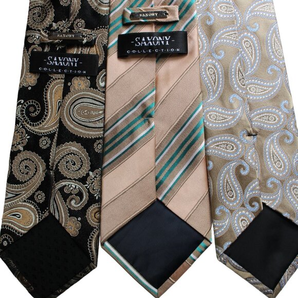 TIE SALE 3 Saxony Ties Neckties Striped / Paisley / Silk / Vintage / EUC PRINTS - Picture 3 of 9